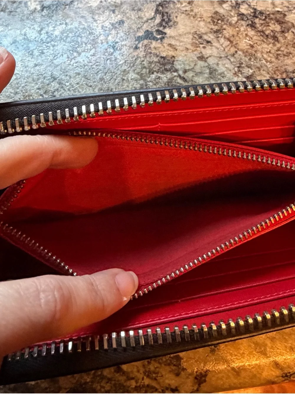 Authentic Christian Louboutin Black Studded Wallet with Multicolor Stud Accents